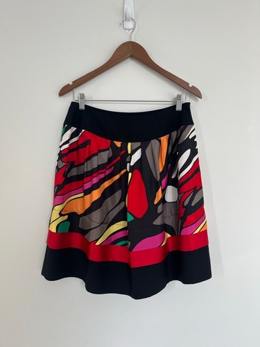 Silk Nygard Collection Black Red Abstract Print A-Line Skirt - photo 2