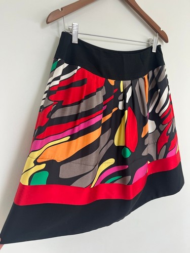 Silk Nygard Collection Black Red Abstract Print A-Line Skirt - photo 5