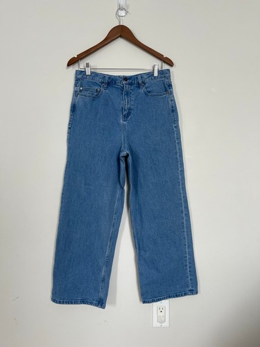 Kate Spade Cropped Super High Rise Blue Wide Leg Jeans Size 30