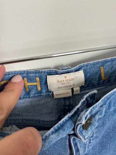 Kate Spade Cropped Super High Rise Blue Wide Leg Jeans Size 30 - photo 4