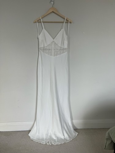 Emory Park White Satin Maxi Dress with Lace Cut-out