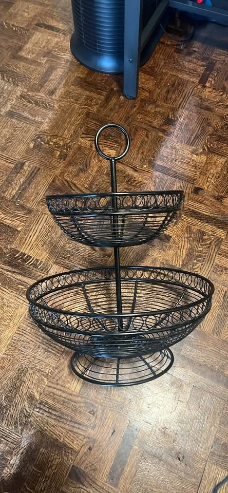 2-Tier Black Wire Fruit Basket Stand 🏈 - photo 2