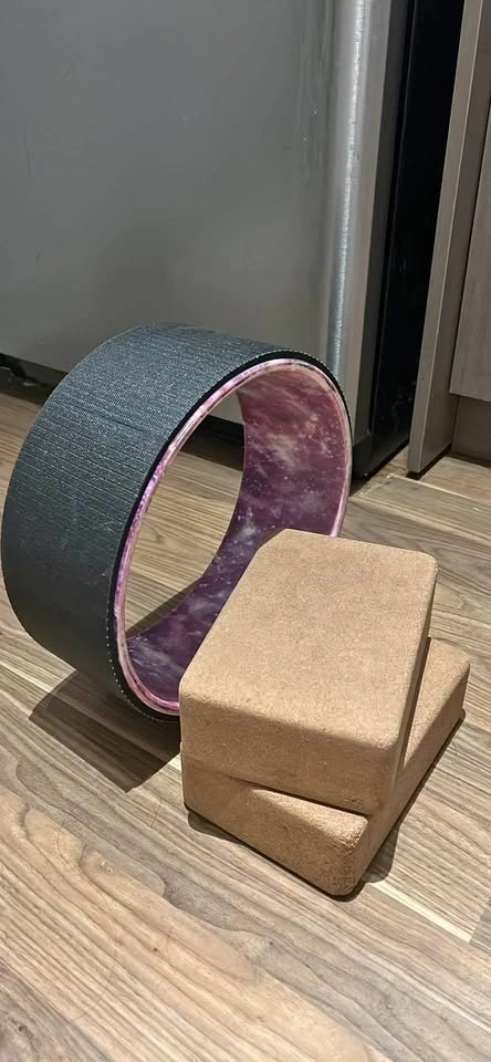 Yoga wheel and blocks