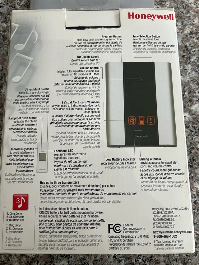 Honeywell Premium Wireless Chime & Push Button - photo 3