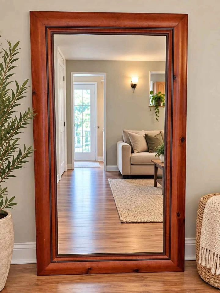Large Wood Frame Full Length Floor Mirror