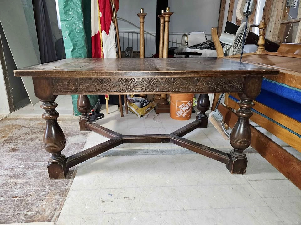 Antique Carved Wood dining Table