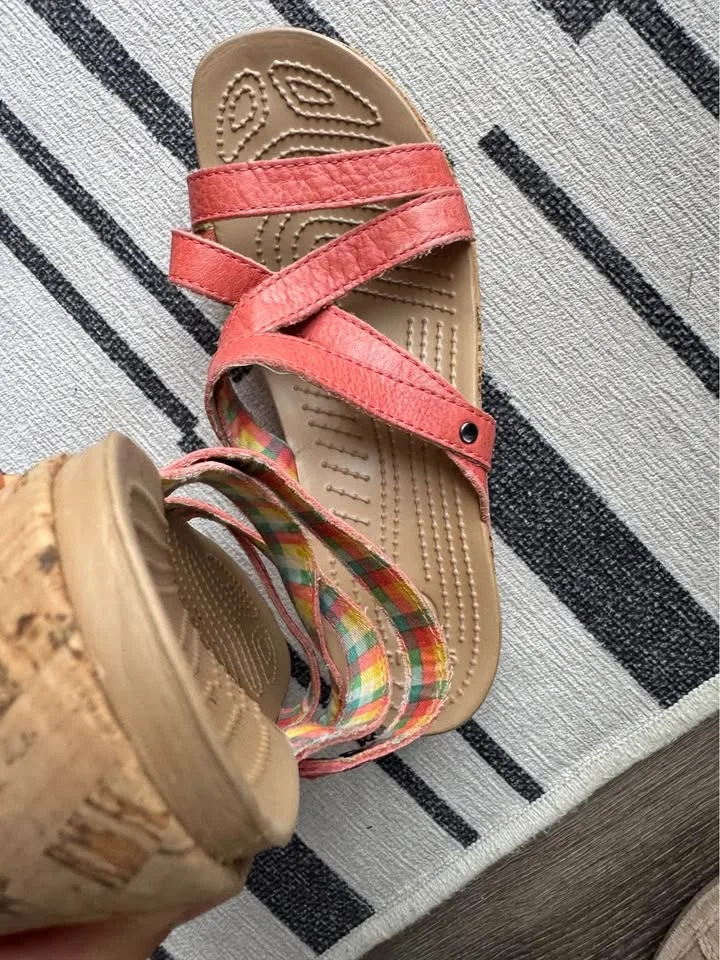 Crocs, Size 7, 2-inch cork strappy sandals image indicator(2)