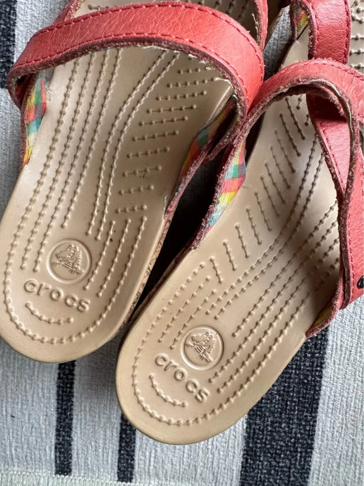 Crocs, Size 7, 2-inch cork strappy sandals image indicator(3)