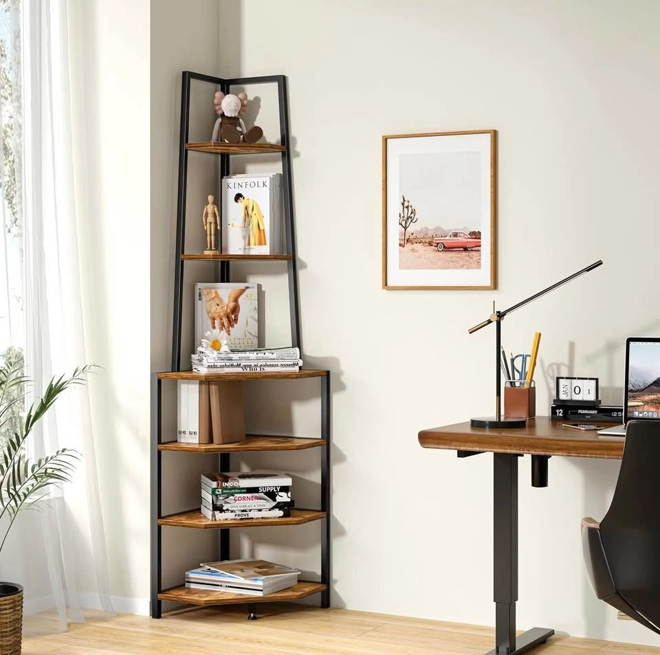 6 Tier Corner Shelf 69 Inch Industrial Bookshelf - photo 3