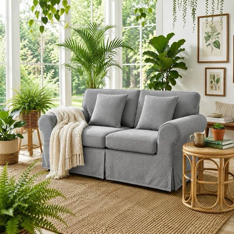 Greco Vintage Upholstered Boneless 3-Seat Sofa – Gray
