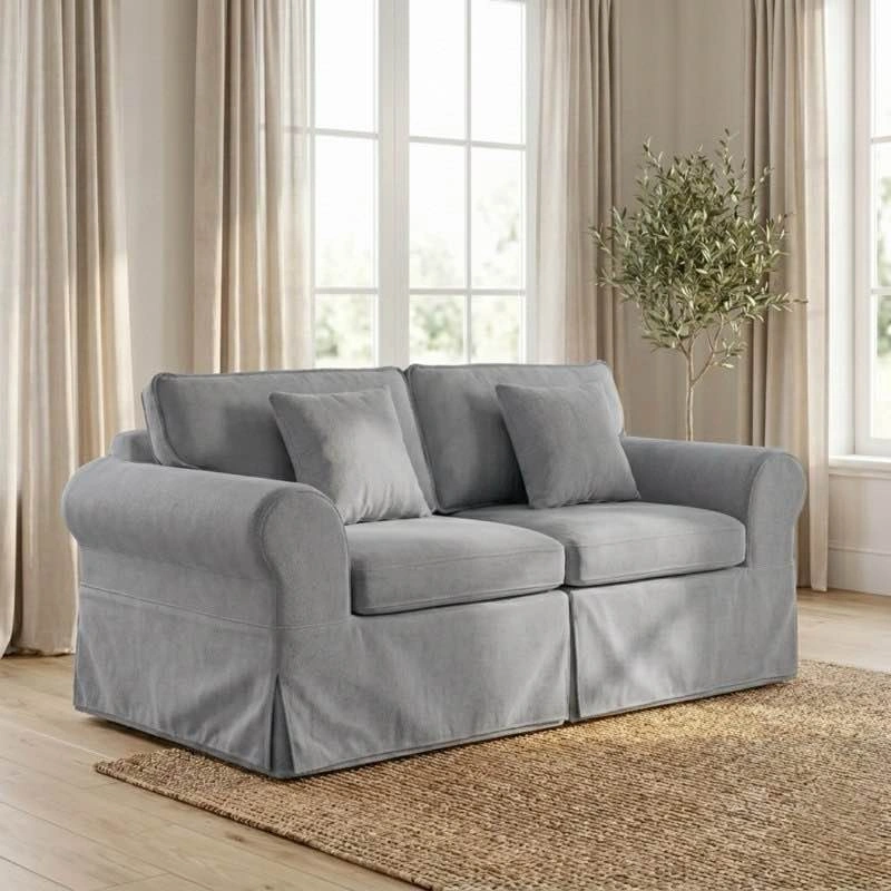Greco Vintage Upholstered Boneless 3-Seat Sofa – Gray - photo 2