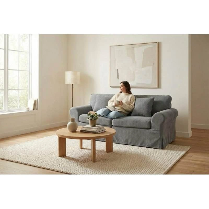 Greco Vintage Upholstered Boneless 3-Seat Sofa – Gray - photo 3