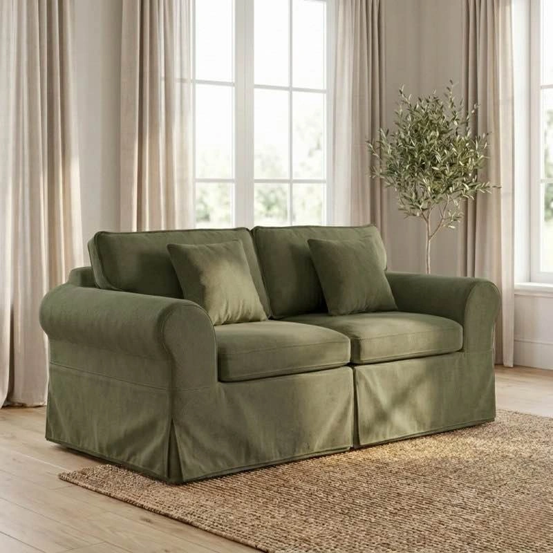 Greco Vintage Upholstered Boneless 3-Seat Sofa – Green - photo 3