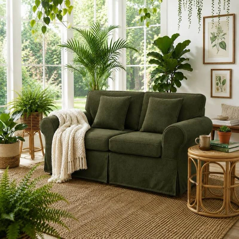 Greco Vintage Upholstered Boneless 3-Seat Sofa – Green - photo 4