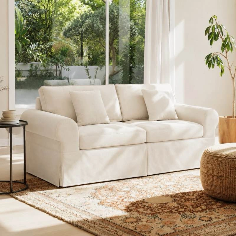 Greco Vintage Upholstered 3-Seat Sofa – Beige - photo 2