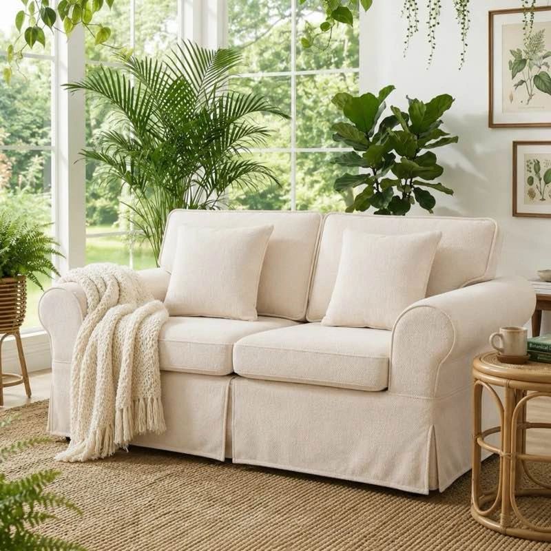 Greco Vintage Upholstered 3-Seat Sofa – Beige - photo 4
