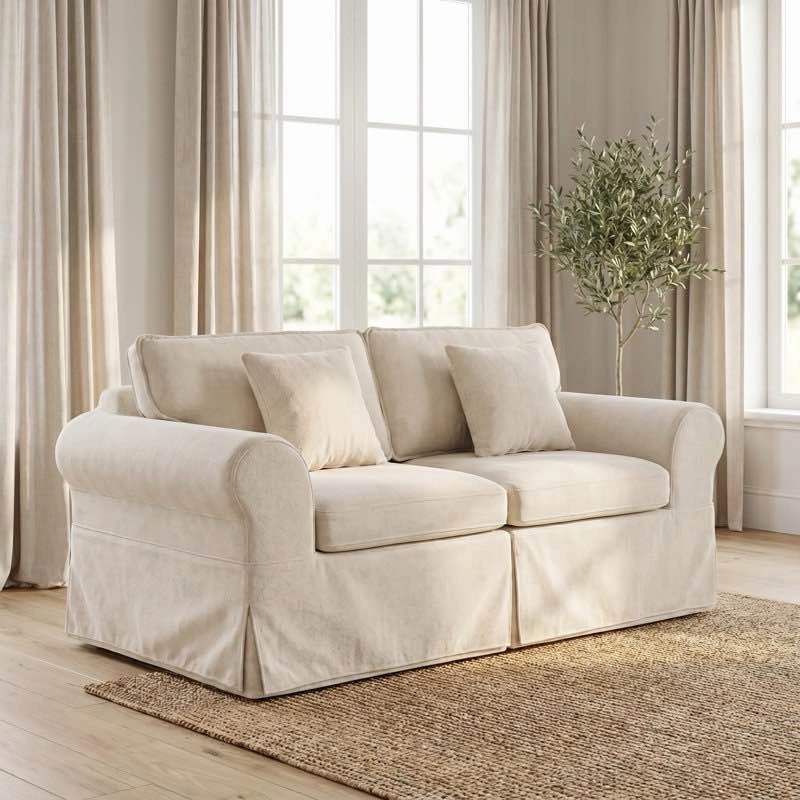 Greco Vintage Upholstered 3-Seat Sofa – Beige - photo 5