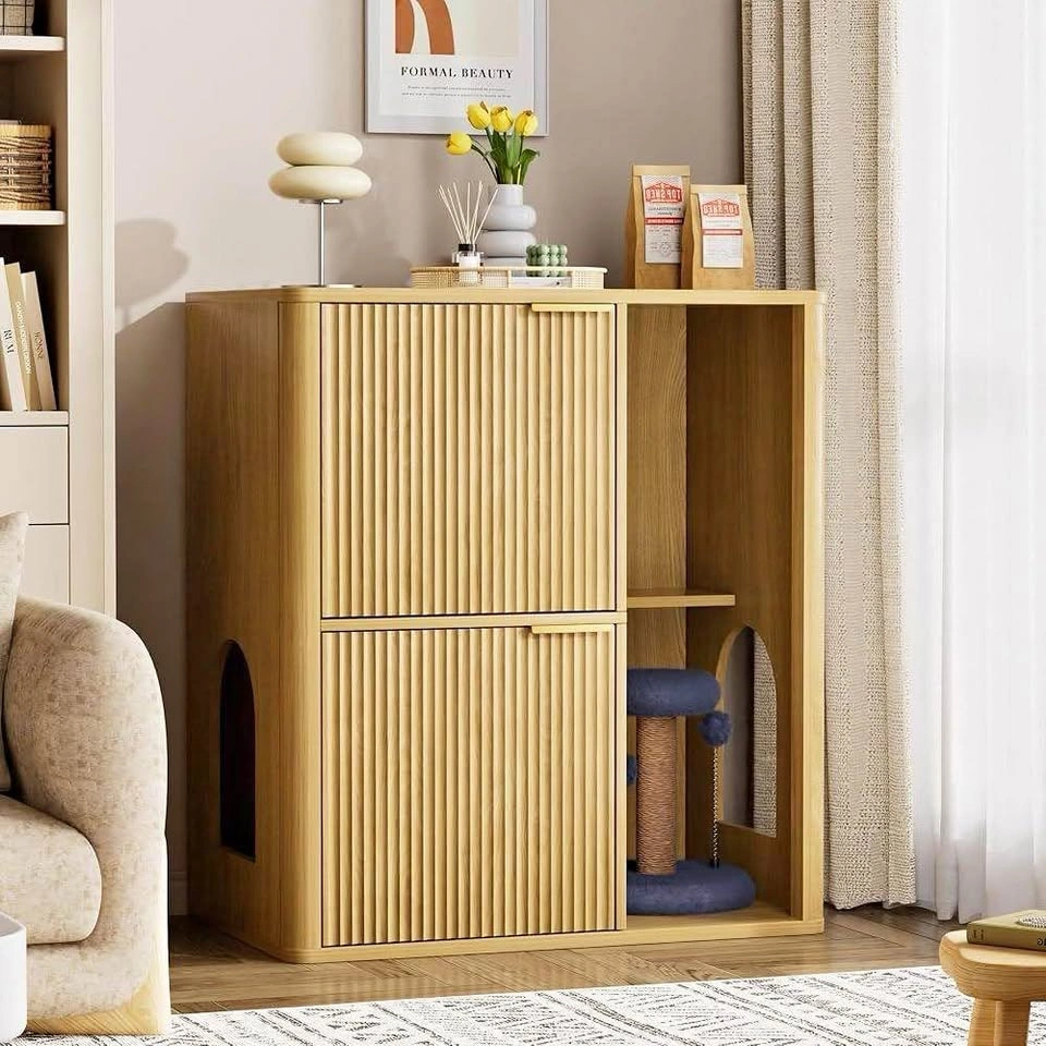 31.5-inch Cat Litter Cabinet with Integrated Cat Tree