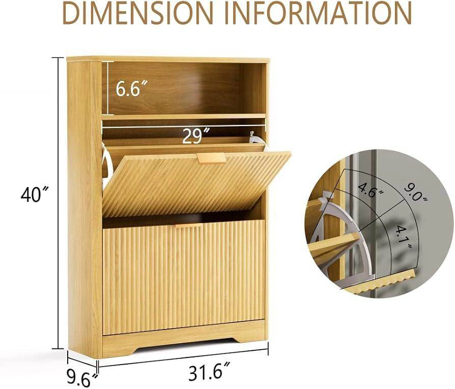 31.6'' Shoe Cabinet - 2 Flip Drawers with Adjustable Shelves - photo 2