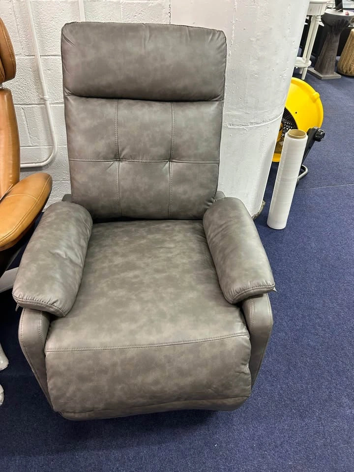 Wylen Gray Faux Leather 360° Swivel Glider Recliner - photo 2