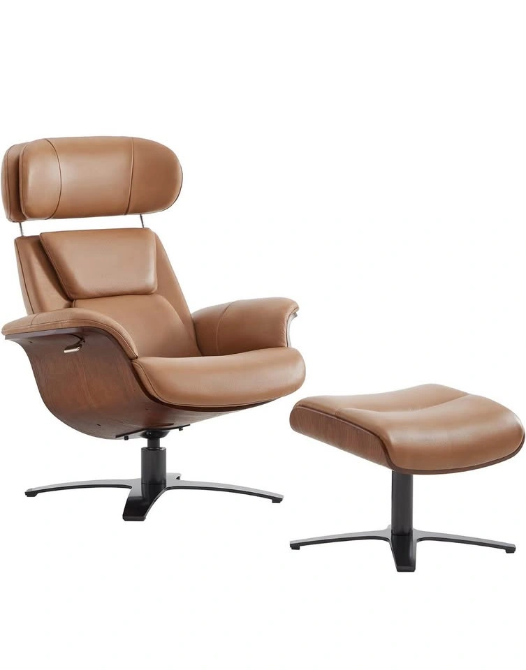 CHITA Genuine Leather Reclining Swivel Accent Chair & Ottoman - photo 4