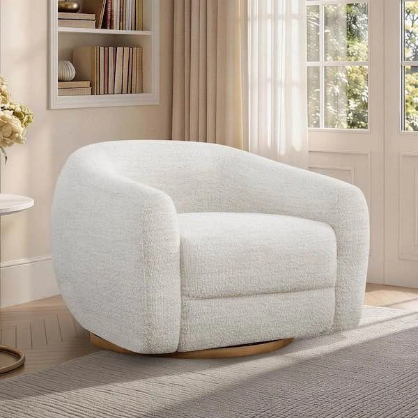 Ruma Pearl Fabric Barrel Swivel Accent Chair - photo 4