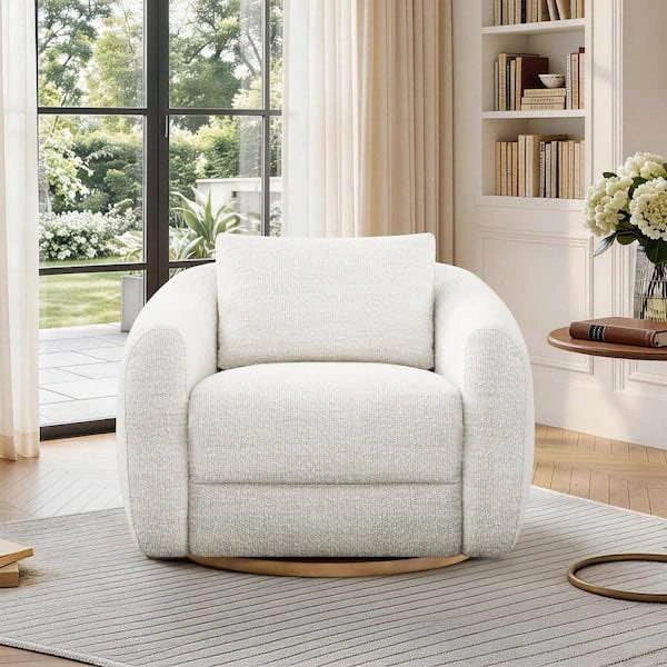 Ruma Pearl Fabric Barrel Swivel Accent Chair - photo 5