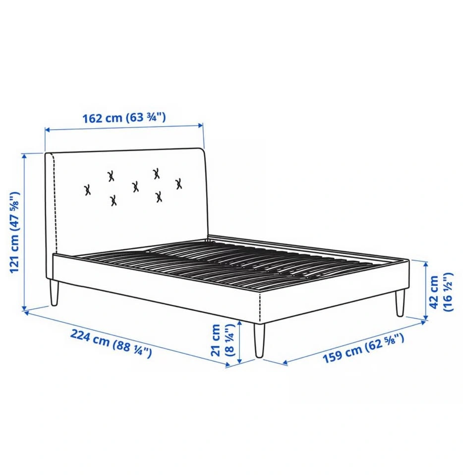 Ikea Queen Bed frame + Mattress (free) - photo 2