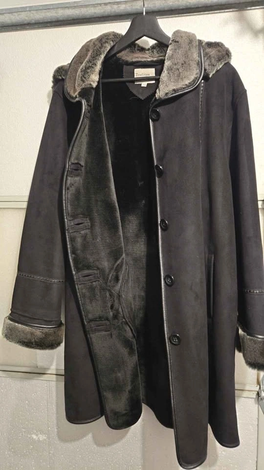 Tradition Plus Faux Suede Hooded Coat with Faux Fur Trim - photo 4