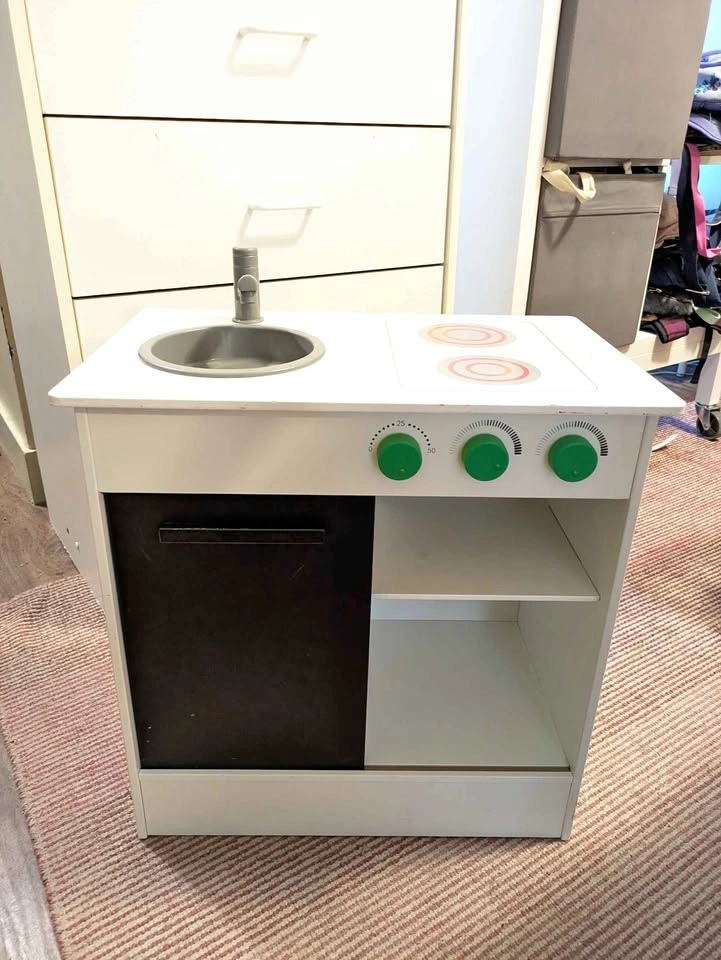 Ikea play kitchen + toy foods + tools & utensils