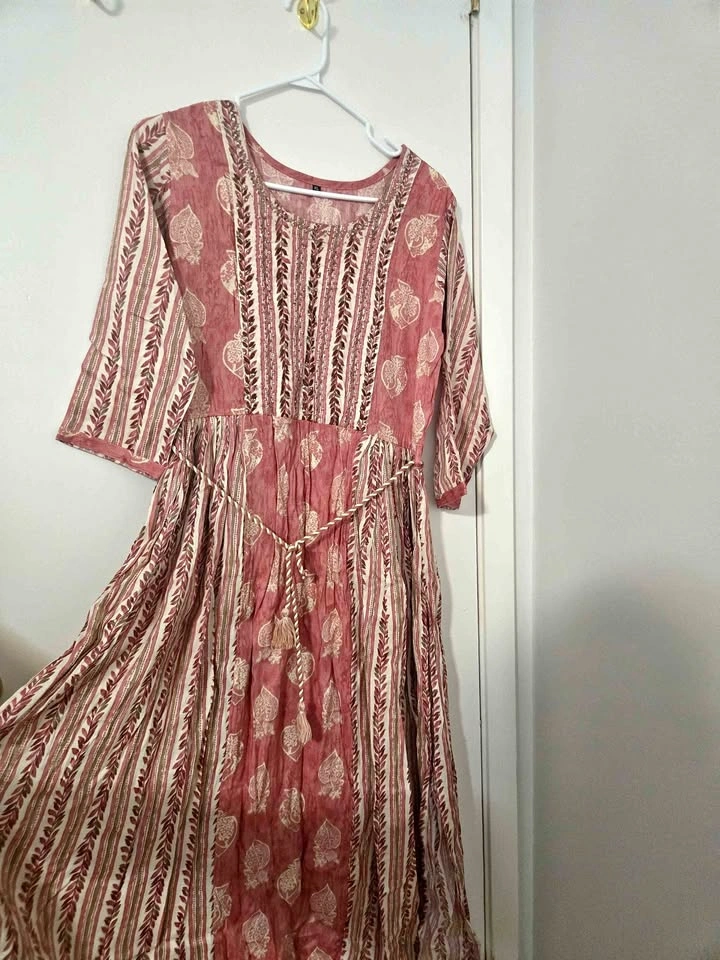 Pink Printed Anarkali Maxi Pakistani/ Indian Dress Size S