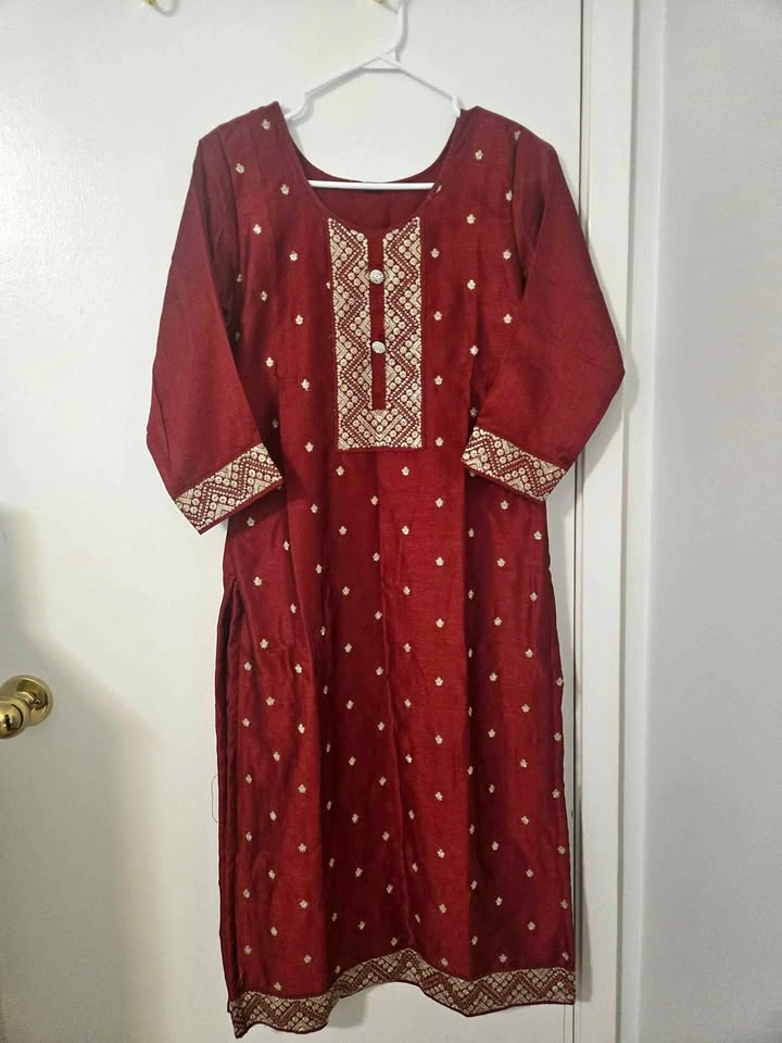 Maroon Embroidered Indian/Pakistani Dress (3 Piece)
