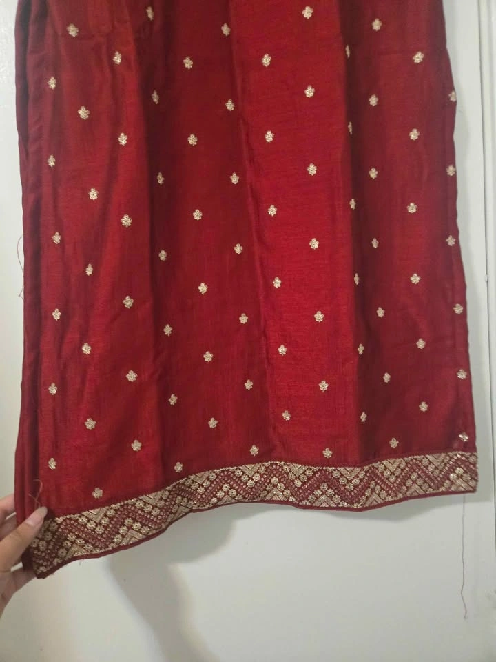 Maroon Embroidered Indian/Pakistani Dress (3 Piece) - photo 3