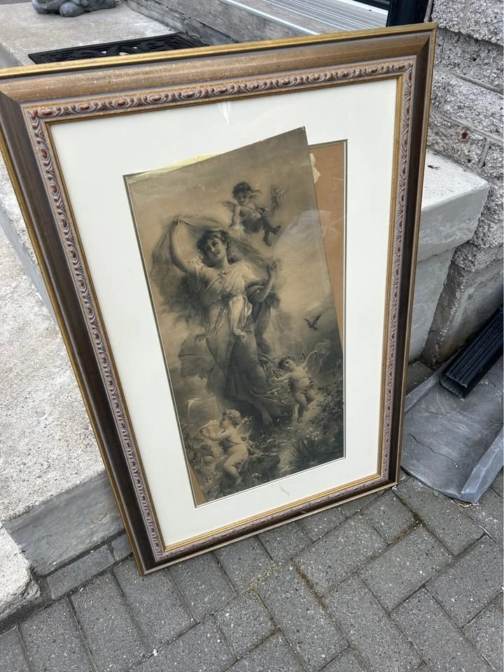 Vintage Renaissance Wooden Pair of Large Framed Classical Art Pr - photo 3