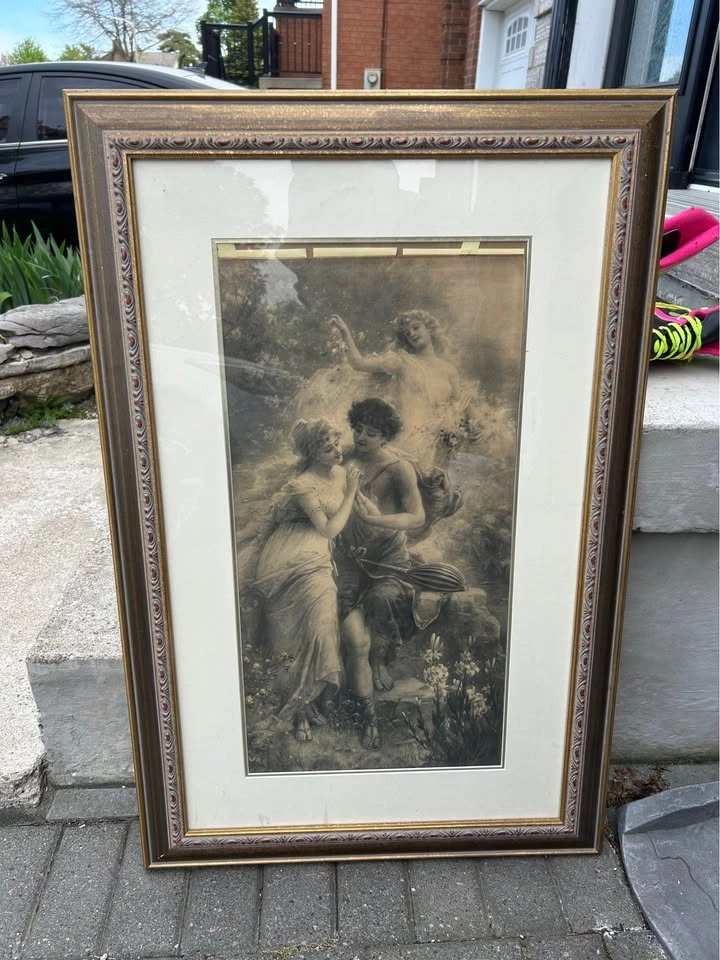Vintage Renaissance Wooden Pair of Large Framed Classical Art Pr - photo 4