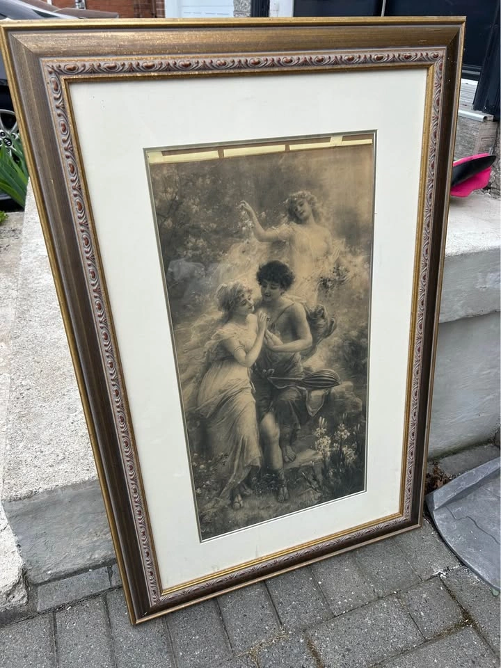 Vintage Renaissance Wooden Pair of Large Framed Classical Art Pr - photo 5