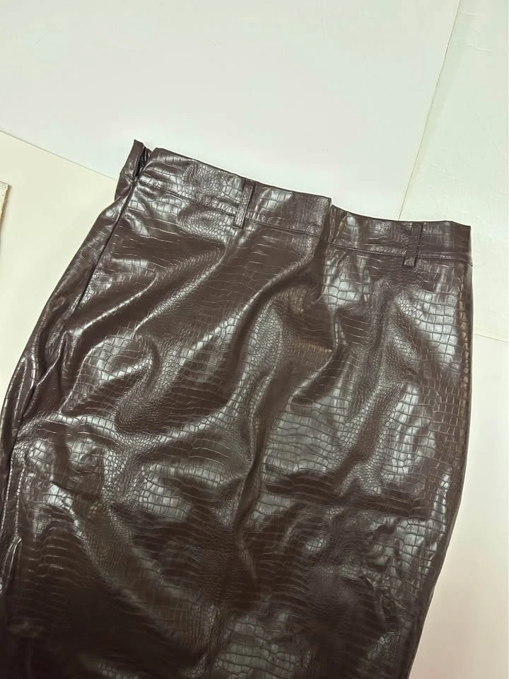 Stylewe Crocodile Embossed Faux Leather Skirt - photo 4