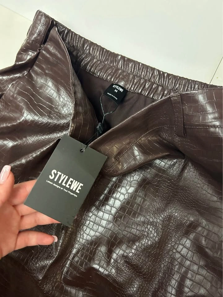 Stylewe Crocodile Embossed Faux Leather Skirt - photo 5