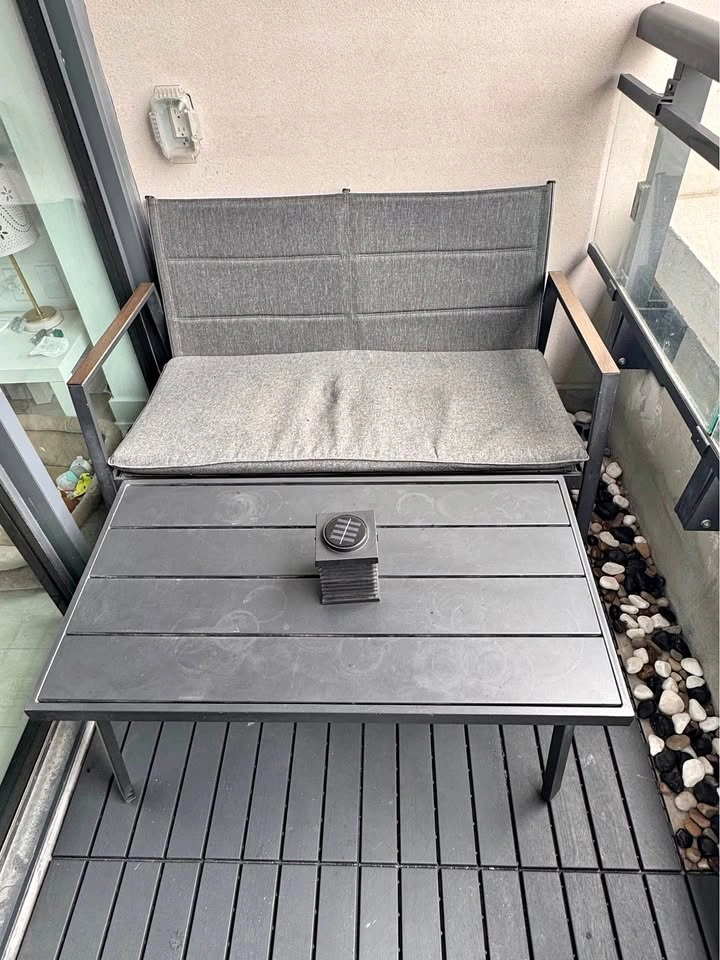 Outdoor loveseat and table