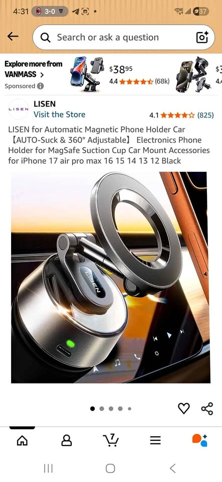 LISEN Automatic Magnetic Phone Holder for Car