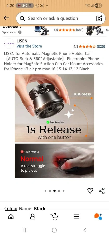 LISEN Automatic Magnetic Phone Holder for Car - photo 3
