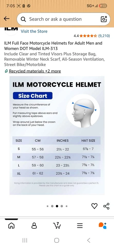 ILM Full Face Motorcycle Helmet ILM-313 size small - photo 4