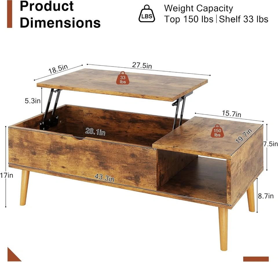 Wooden Lift Top Coffee Table - photo 4
