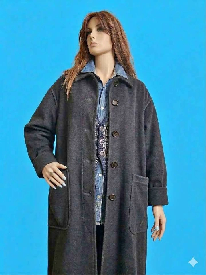 Y2K Benetton Black Wool Maxi Cocoon Coat Shacket