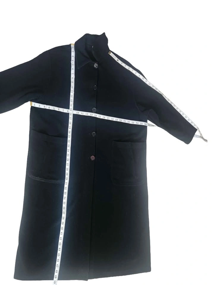Y2K Benetton Black Wool Maxi Cocoon Coat Shacket - photo 3