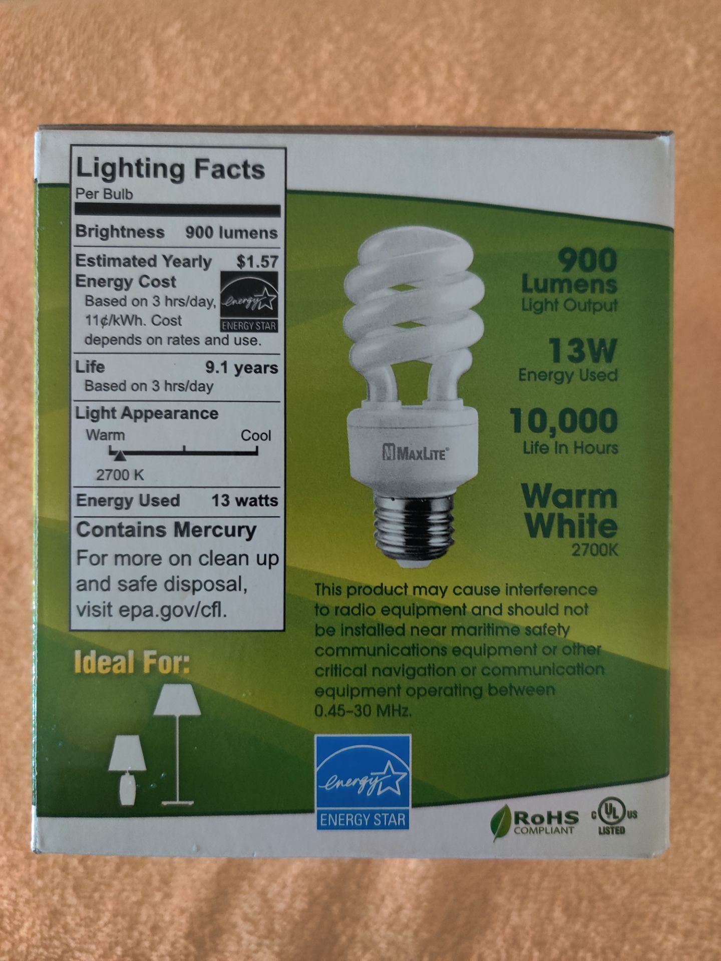 MaxLite Spiramax CFL Bulbs 4-Pack 13W - photo 2