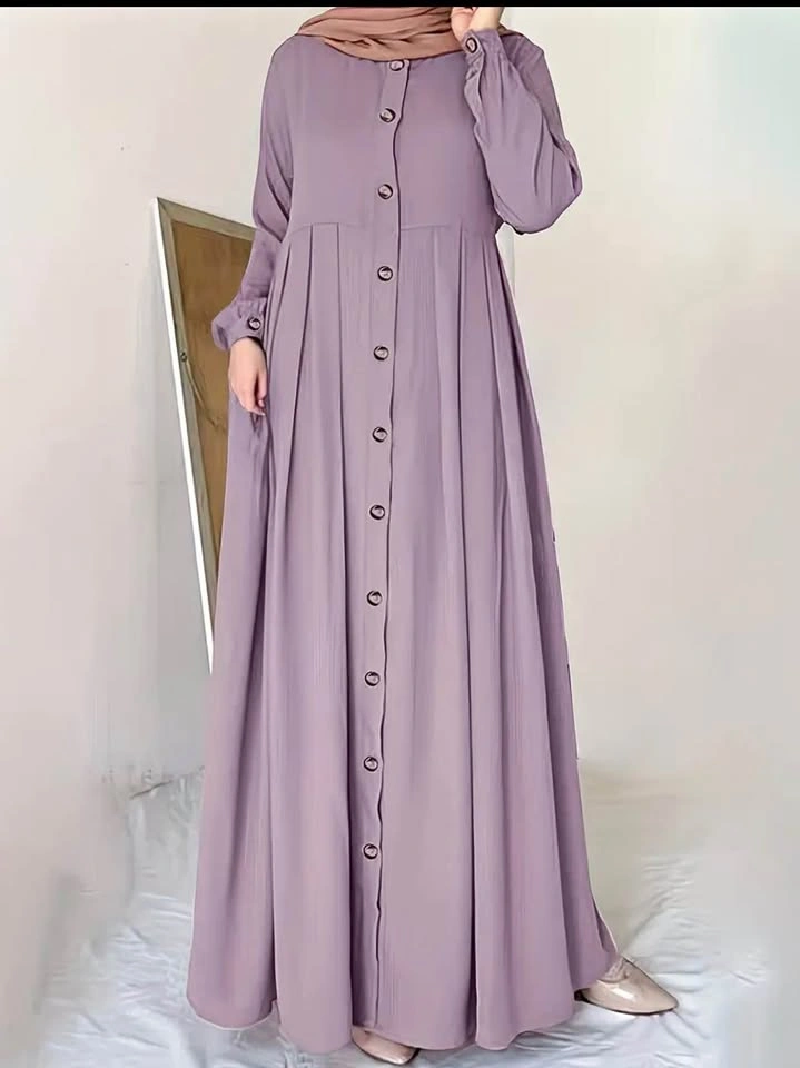 Elegant Lavender Modest Maxi Dress – Button Front & Long Sleeve