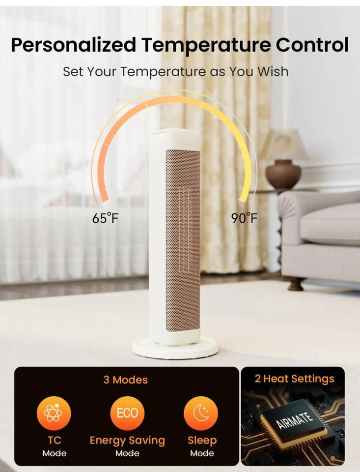 AIRMATE 25" Tower Space Heater 1500W - photo 3