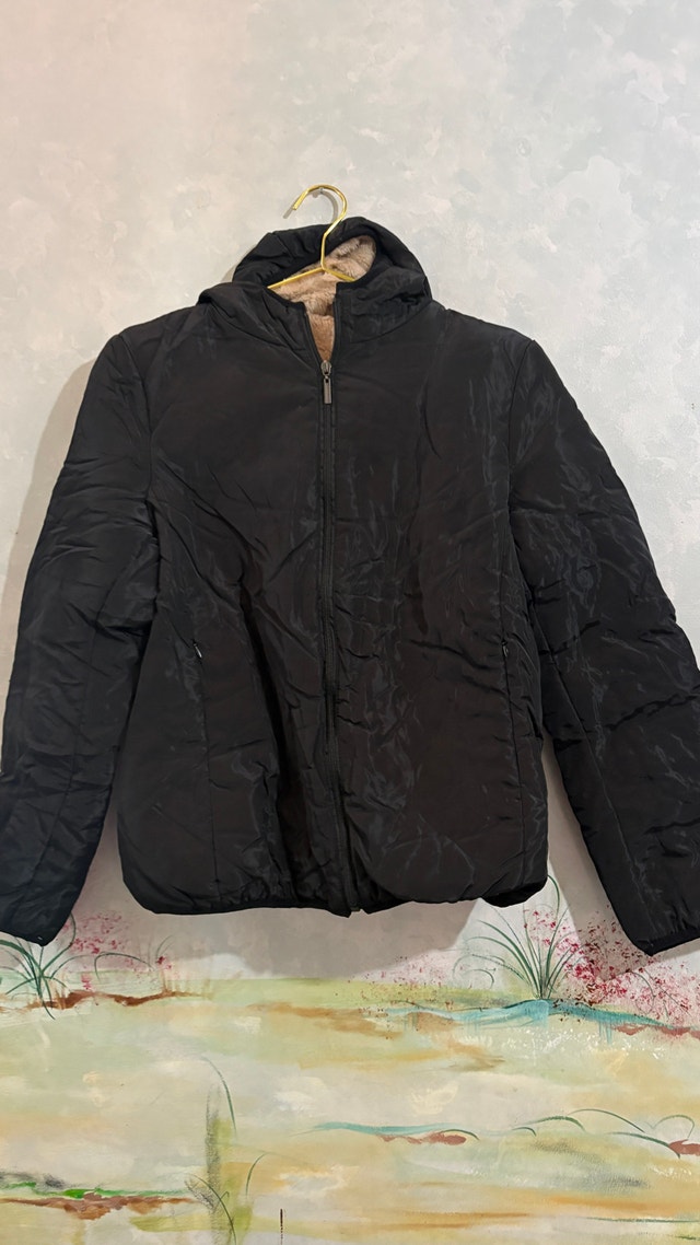 Women’s Black Hooded Winter Jacket-Size S