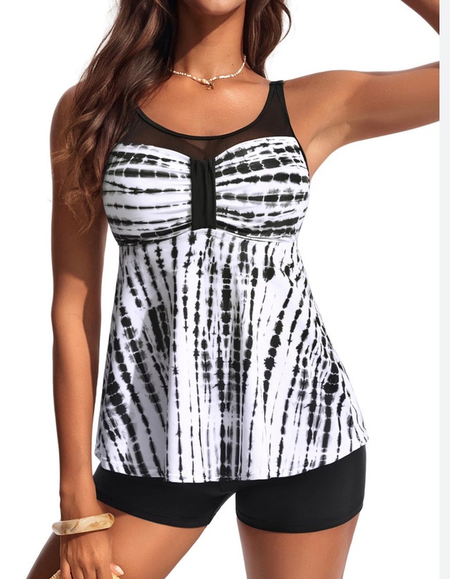 Black and White Tankini Top-M - photo 5